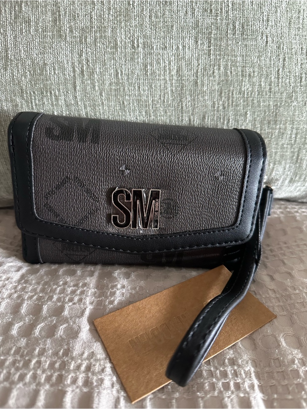 Steve Madden wallet black and gray, black multi Brett Printed Stevie Logo Indxr.